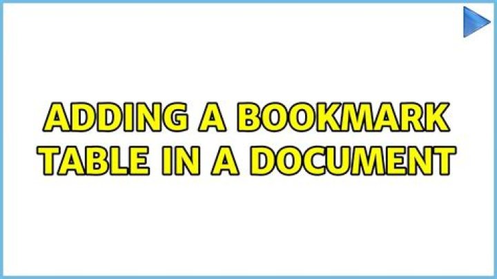 Adding a Bookmark Table in a Document
