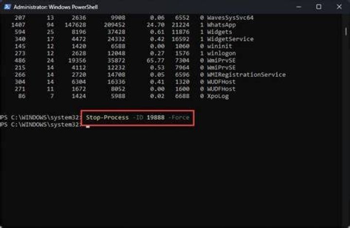 Check and kill process vm
