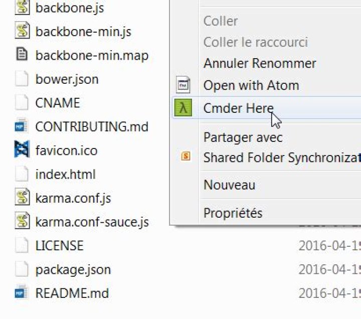 Cmder context menu action