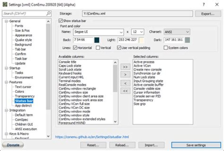 Cmder settings are conemu