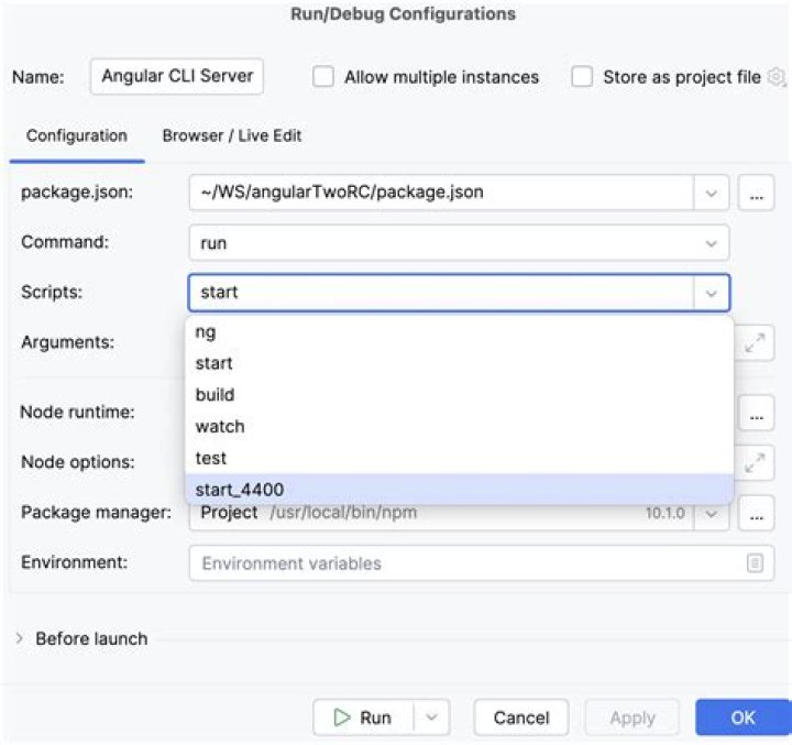 code npm package debug options