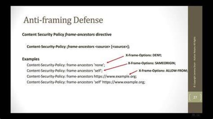 Content security policy for frame. frame-src vs frame-ancestors