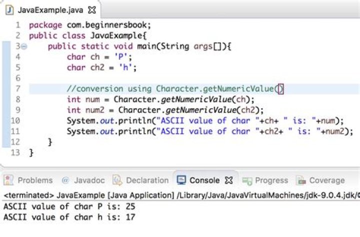Converting characters to integers in Java