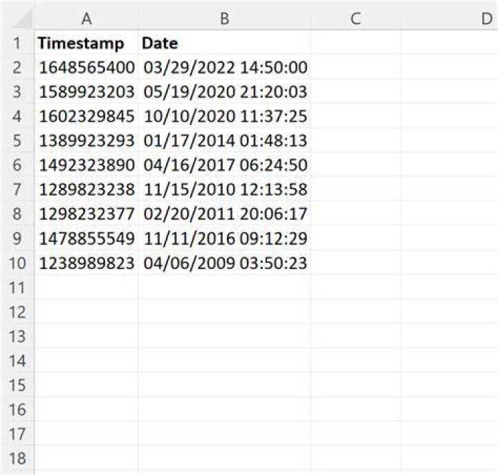 Converting unix time into date-time via excel