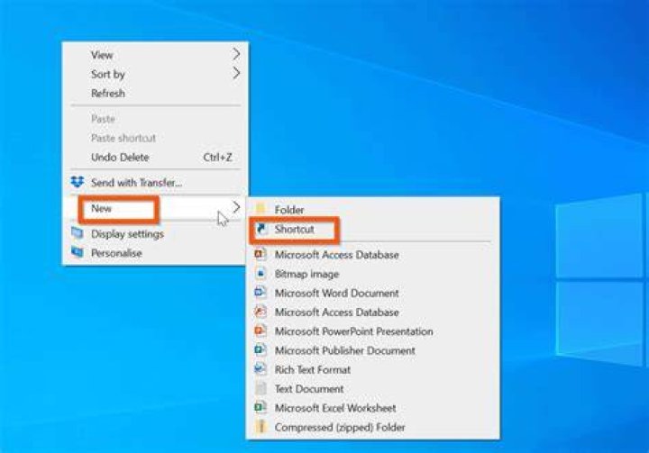 Create new shortcut