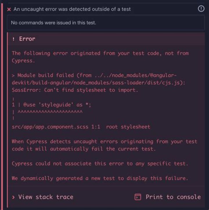 Cypress error: Could not find any test to run