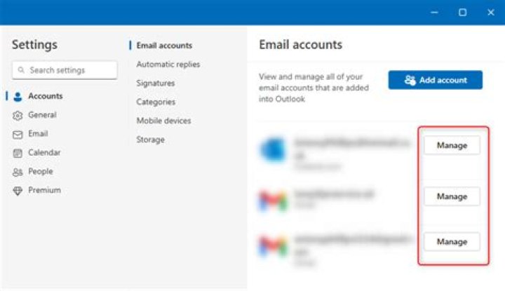 Email & accounts settings