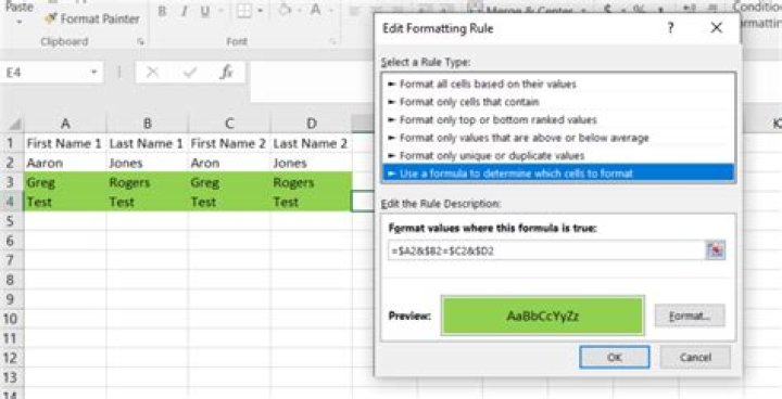 Excel: Compare 4 columns of data