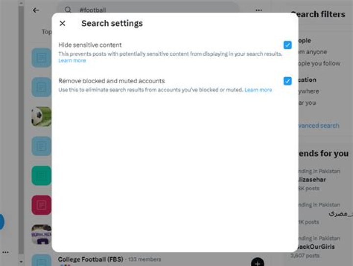 Exclude account from twitter search results