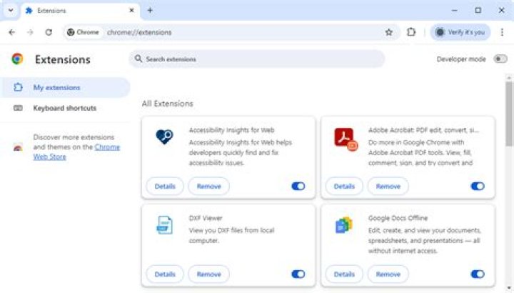 from the extension page