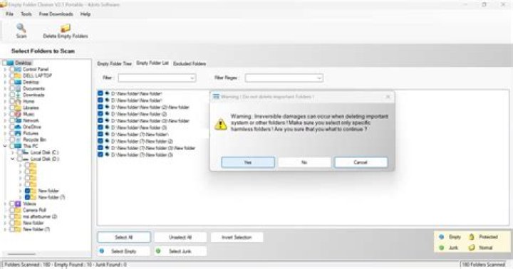 FTP how to delete empty folders (only)