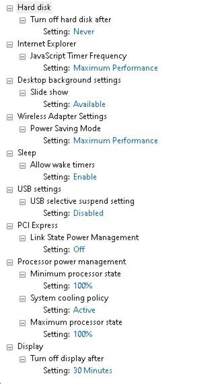 How to change Power options through registry or through command line?
