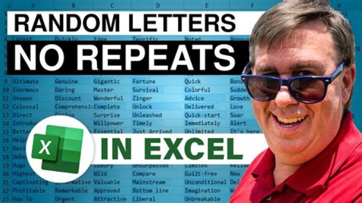 How to create a random letter generator (no repeats) in microsoft excel?
