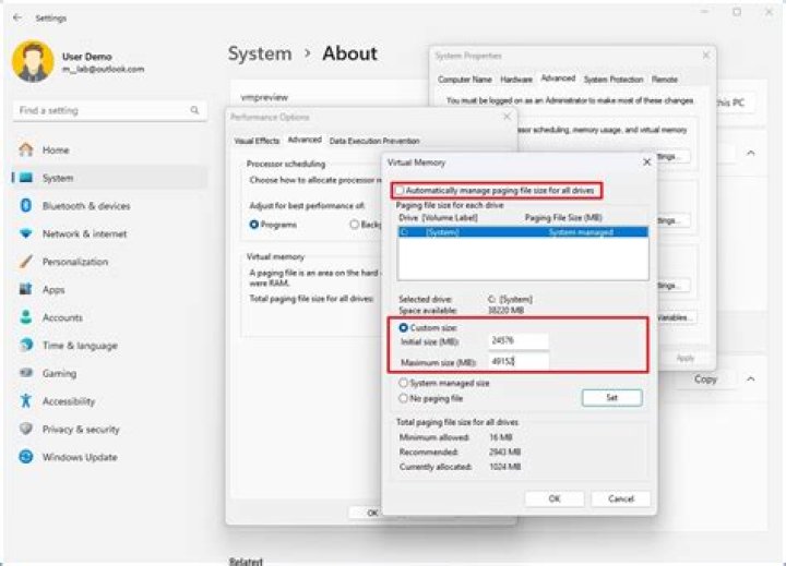 How to find virtual memory size and cache size of a linux system?