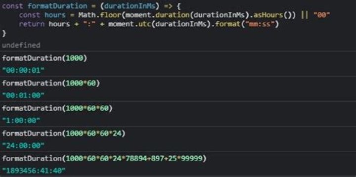 How to use format() on a moment.js duration?