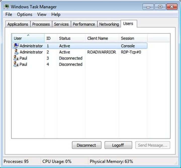 Log off a disconnected user remotely