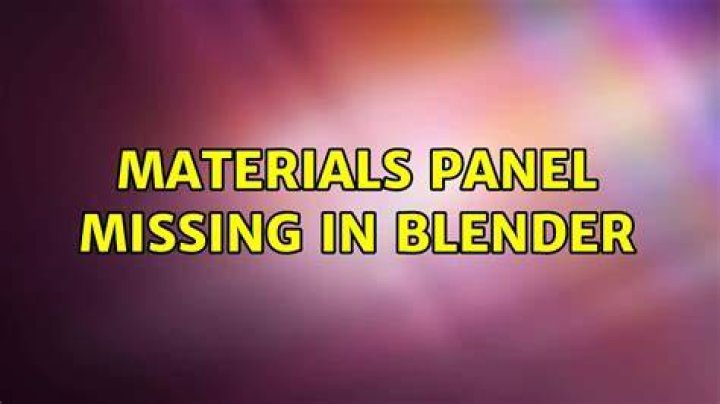 Materials Panel Missing in Blender