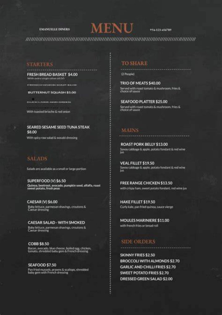 menu