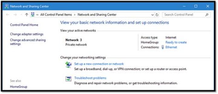 Network and Sharing Center MAC address