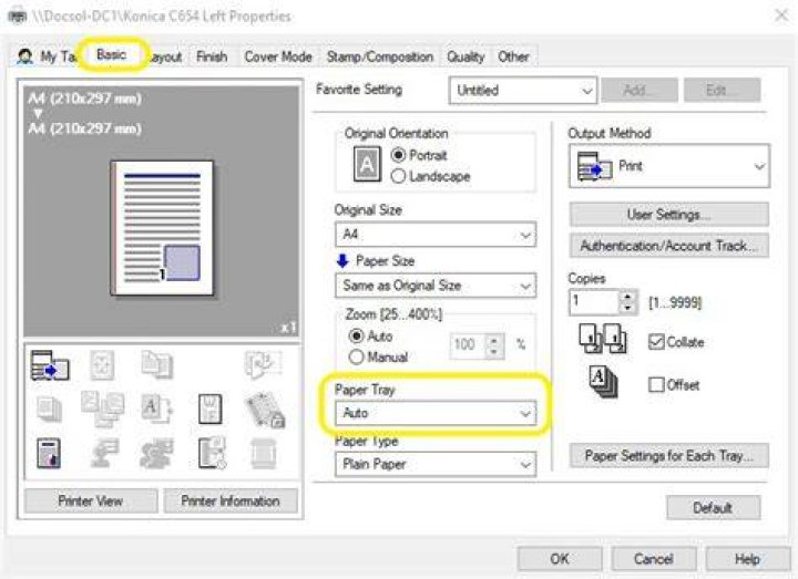 Printer properties