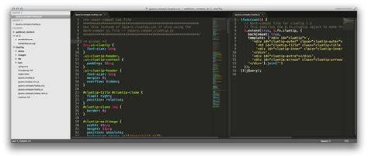 Programmer's text editor with vertical split view for Mac OS X