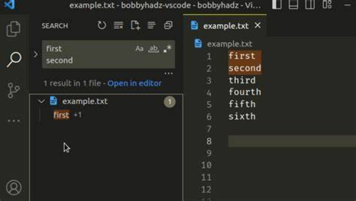 Search and replace with vscode