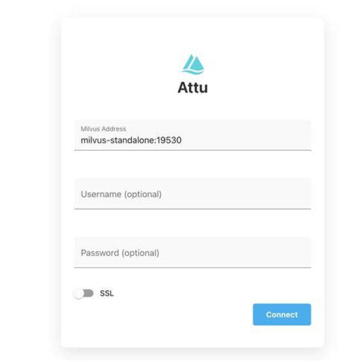Setting username password for Milvus ATTU server
