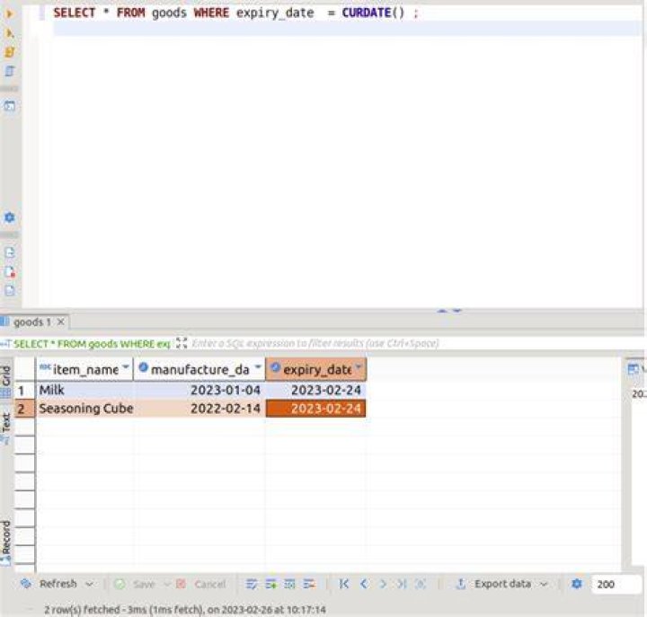 SQL How to display data before a certain date