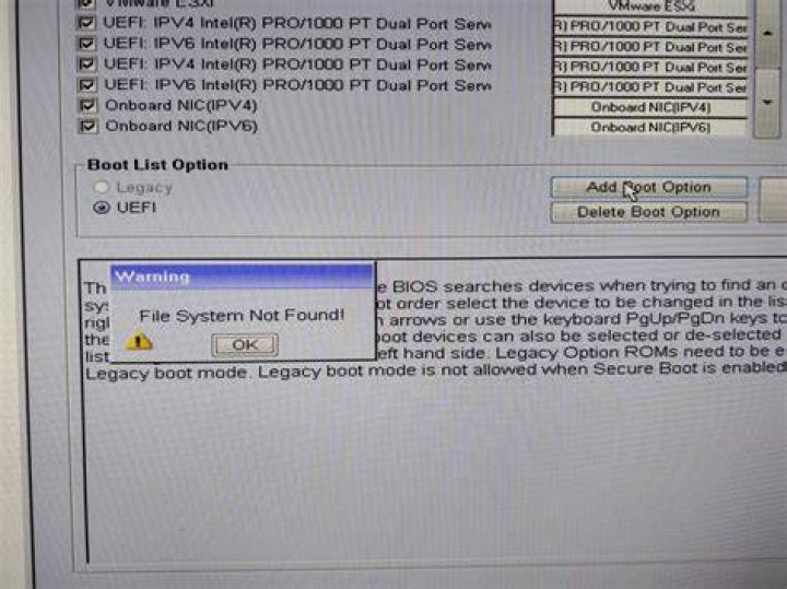 UEFI Mode - File System Not Found