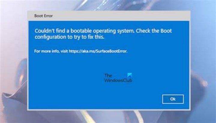 Unable to boot: Missing Operating system