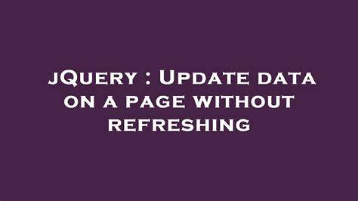 Update data on a page without refreshing