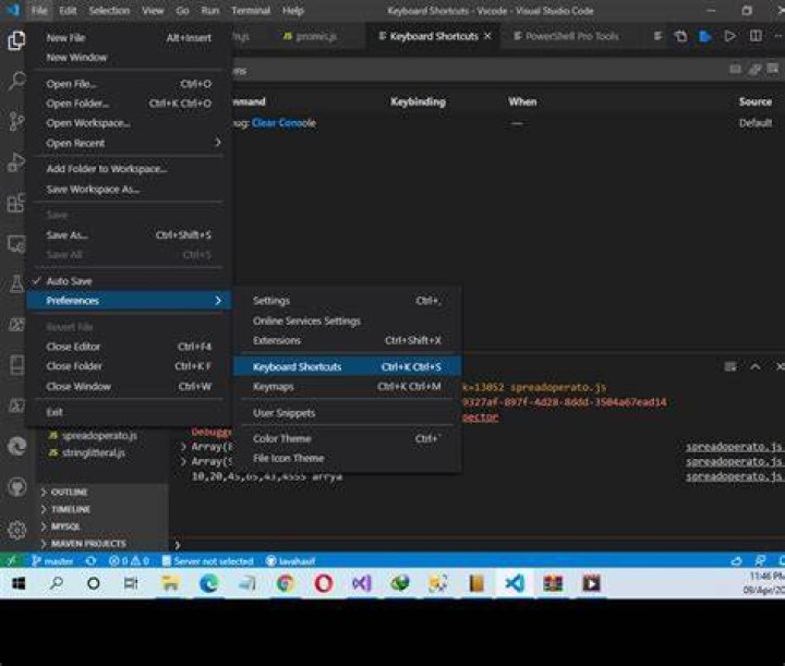 VS Code: what is the keyboard short cut to clear debug console