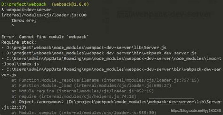 webpack-dev-server Cannot find module 'webpack'