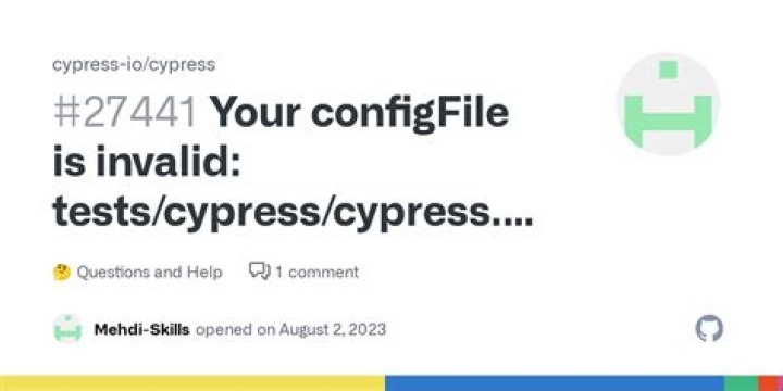 When Setting up Cypress 'configFile is invalid'