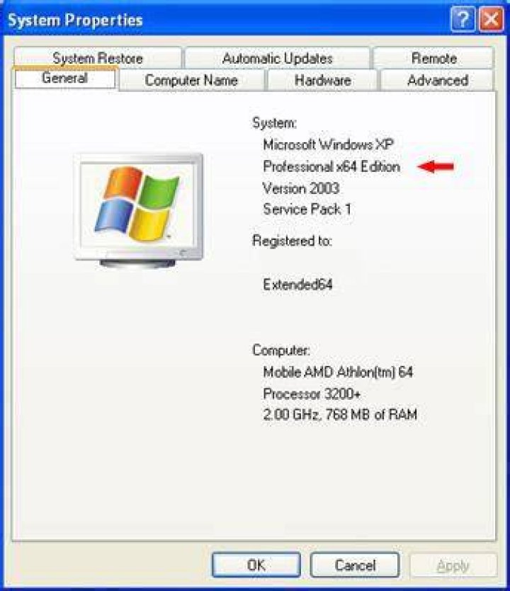Win XP System properties