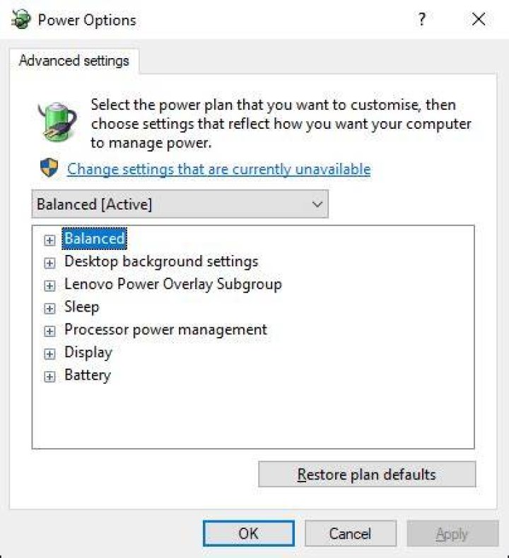 Windows 10 power options missing on new laptop